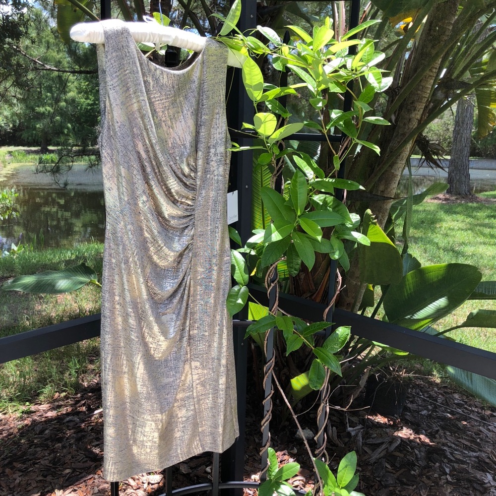 Sleeveless Gold Calvin Klein Cocktail Dress